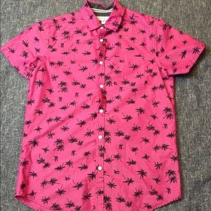 Pink palm tree casual button down